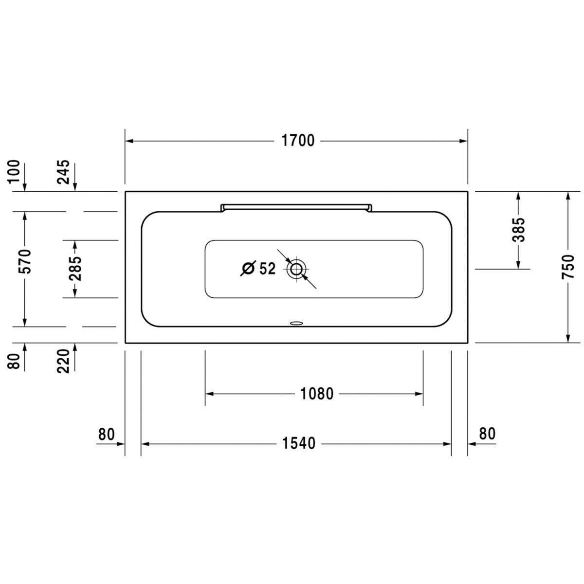 DURAVIT Durastyle fürdőkád, 170x75cm, bal oldali háttámla (700296000000000) - kifutó-2