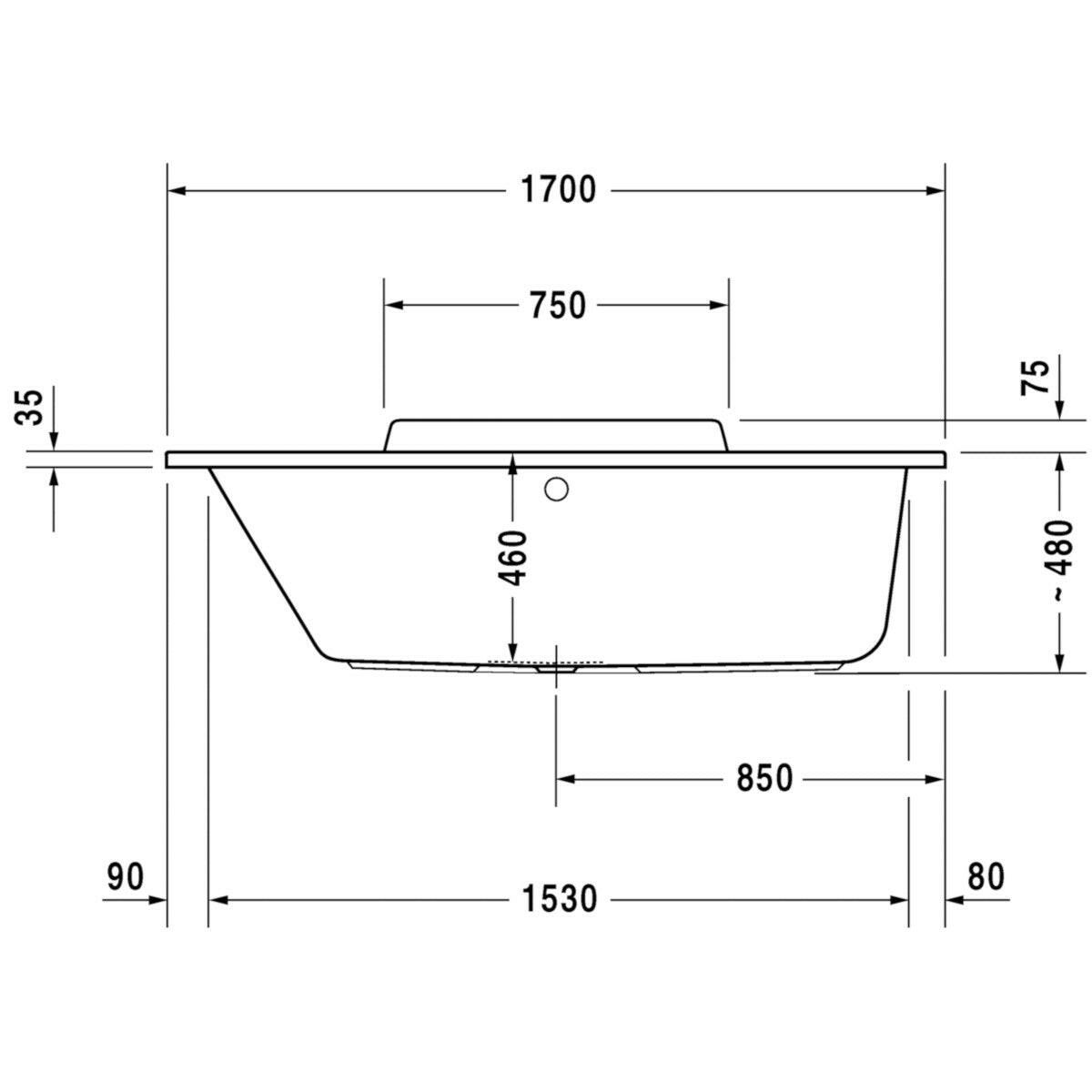 DURAVIT Durastyle fürdőkád, 170x75cm, bal oldali háttámla ( 7002960000)