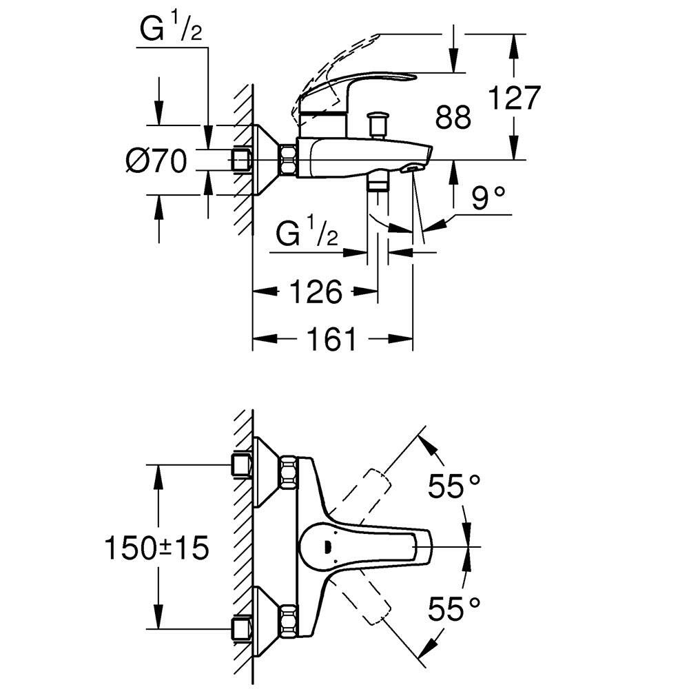 Grohe Eurosmart 3 az 1-ben csaptelep szett (mosdó, kádcsaptelep és zuhanyszett)-2