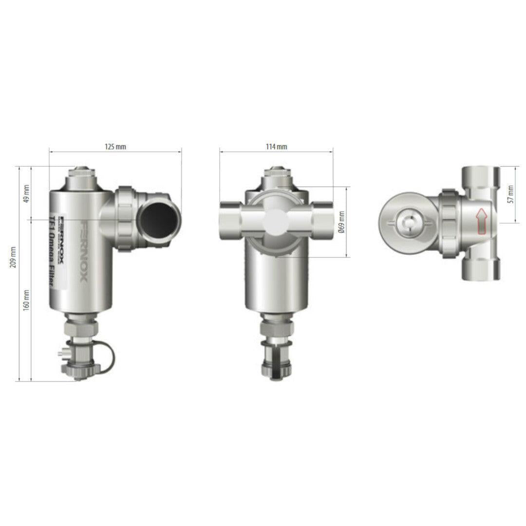 FERNOX TF1 OMEGA filter iszapleválasztó, mágneses, fémházas 1" ( 62337 )