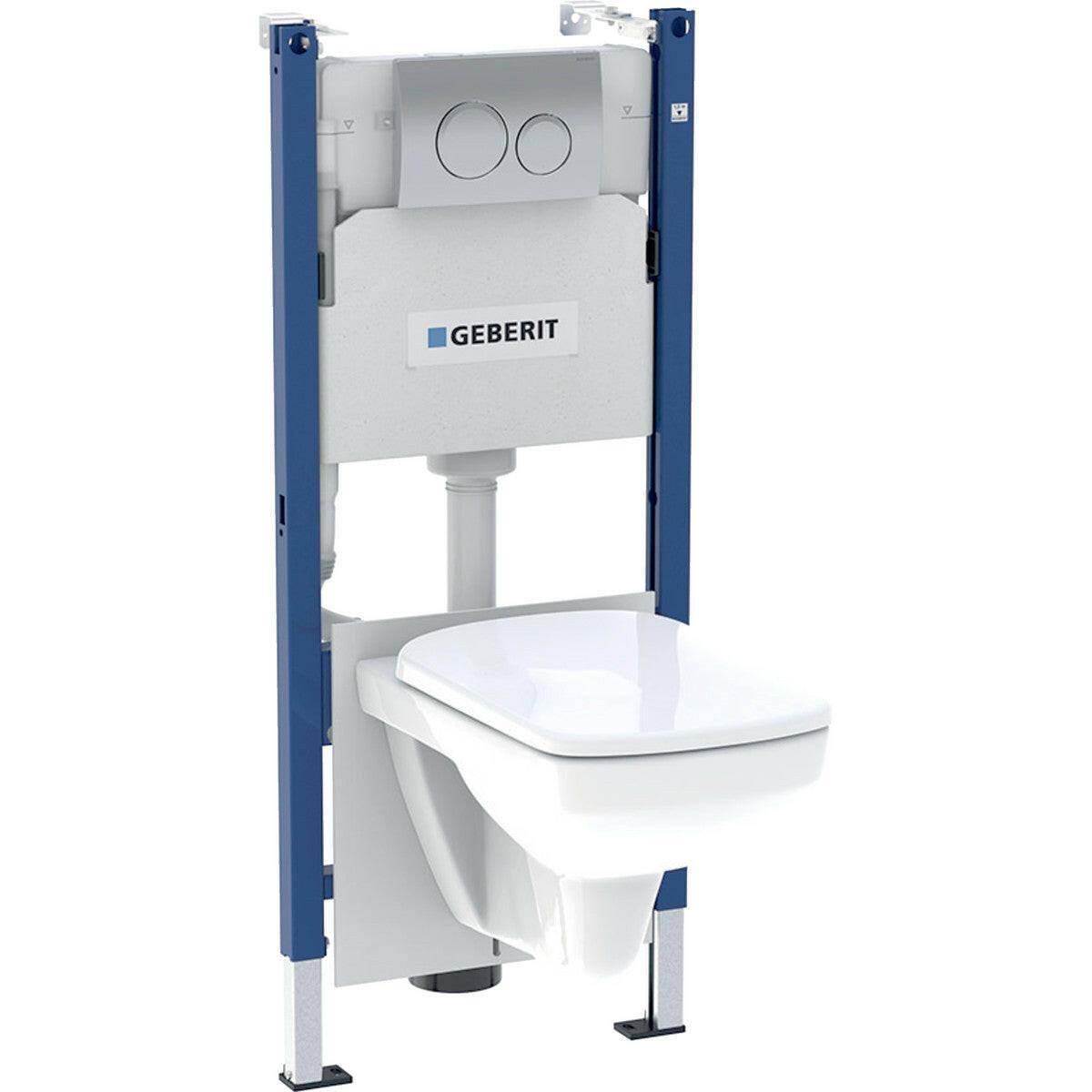 Geberit Duofix Basic WC - tartály csomag, Delta20 króm nyomólap, Selnova Square WC + ülőke (2 doboz)