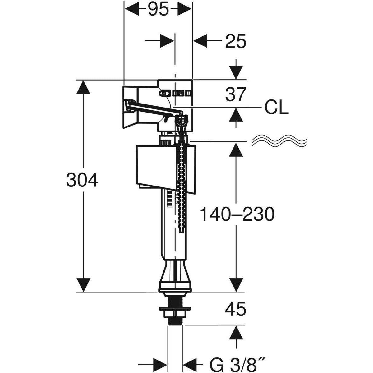 Geberit ImpulsBasic 330 töltőszelep alsó vízcsatlakozás WC-tartályhoz (136.704.00.1)-2