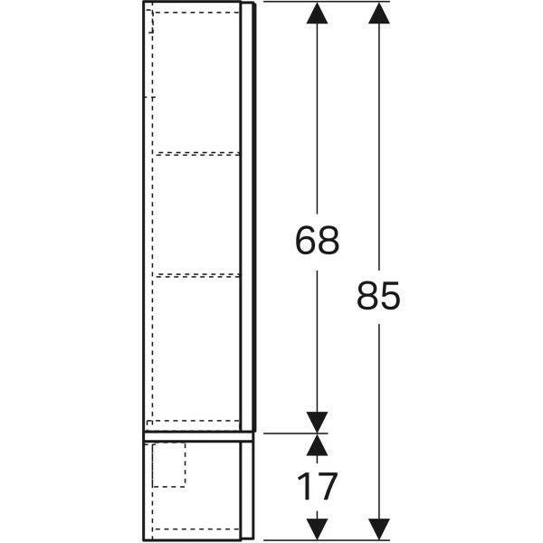 Geberit Selnova tükrös szekrény, 1 ajtó és 2 bill. ajtó, 70,8x85 cm - kifutó, helyette: 501.268.00.1-3