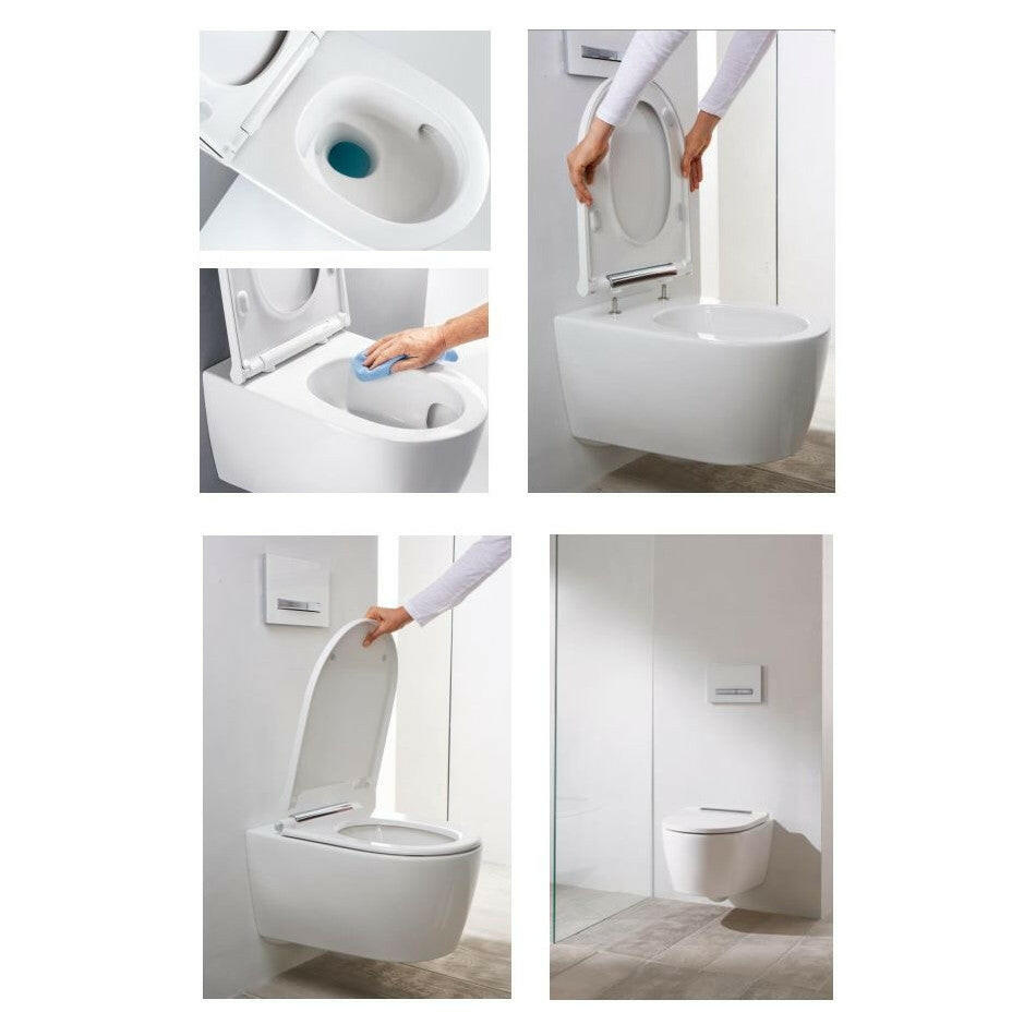 Geberit ONE fali WC-csésze, TurboFlush, WC tetővel, mélyöblítésű, 54cm, fehér, KeraTect®-2