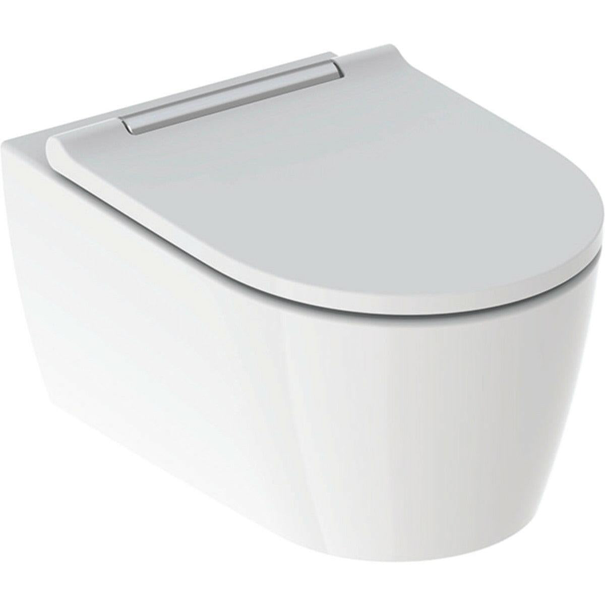 Geberit ONE fali WC csésze, TurboFlush, WC tetővel, fényes króm