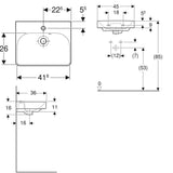 Geberit Smyle Square kézmosó, 45x16x36cm , csaplyuk középen-3