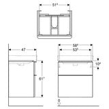 Geberit Smyle Square alsó szekrény mosdóhoz, két fiókkal, 58,4x61,7x47cm-2