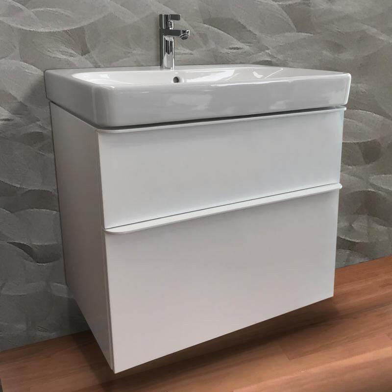Geberit Smyle Square alsó szekrény mosdóhoz, két fiók, 88.4x61.7x47, magasf. lakkozott homokszürke