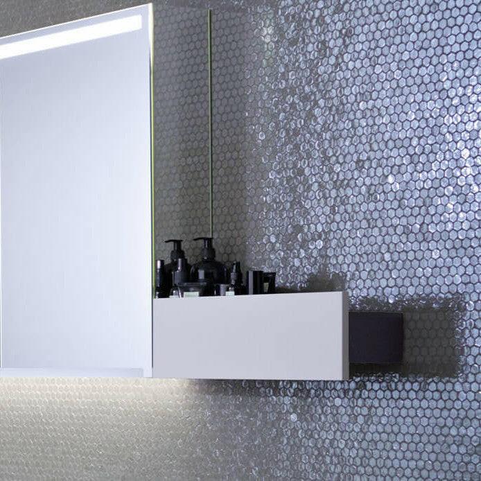 Geberit Smyle Square fali polc, 45x14.8x14.3cm, porszórt matt láva/faerezet, magasfényű fehér