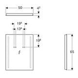 Geberit Option tükör világítással, világítás mindkét oldalon, 50x65x4.2cm, világítás, 3200 lumen-2