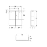 Geberit Option tükrös szekrény világítással, két ajtóval, 60x70x15cm,-3