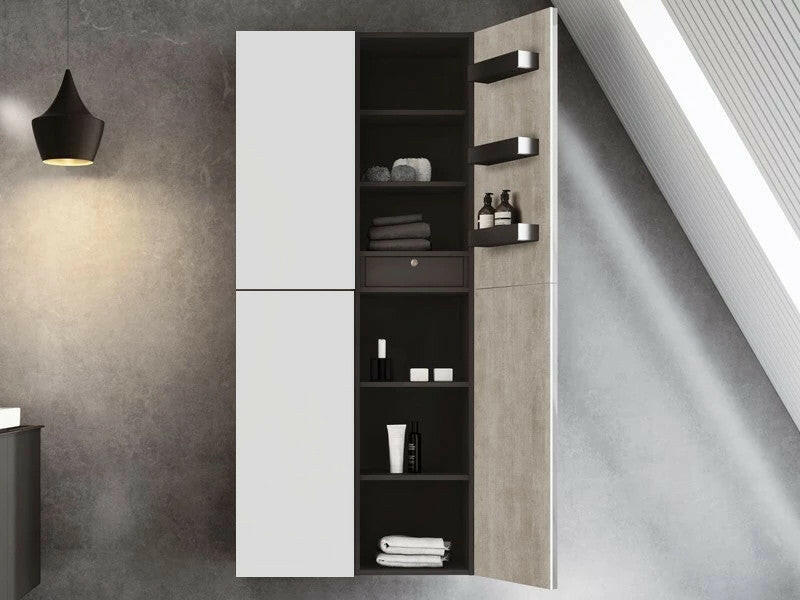 Geberit Acanto magas kiegészítő szekrény 2 ajtóval, magasfényű fehér, 38x173x36cm-2