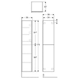 Geberit Acanto magas kiegészítő szekrény 2 ajtóval, magasfényű fehér, 38x173x36cm-3
