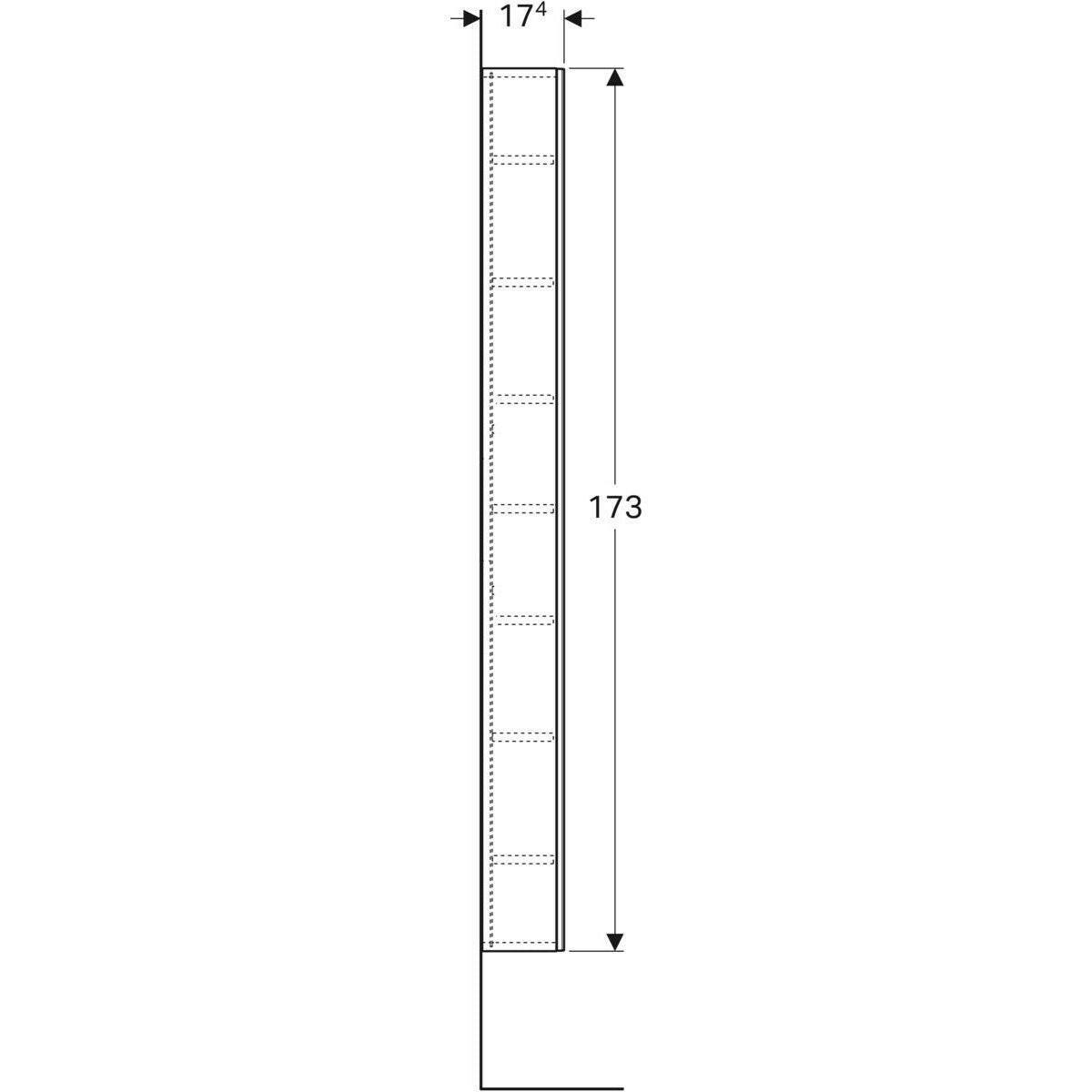 Geberit Acanto magas szekrény, egy ajtóval, 45x173x17.4cm, lakkozott magasf. fehér/fényes fehér üveg