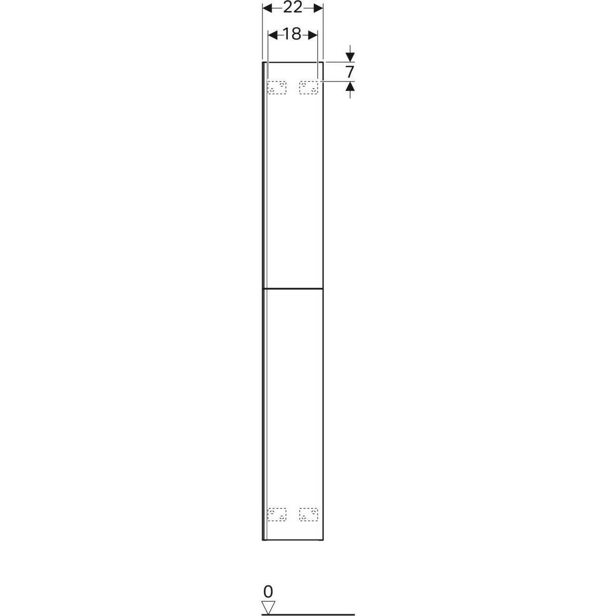 Geberit Acanto magas kiegészítő szekrény két kihúzható fiókkal, magasfényű fehér, 22x173x47,3 cm-2