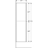 Geberit Acanto magas kiegészítő szekrény két kihúzható fiókkal, magasfényű fehér, 22x173x47,3 cm-3