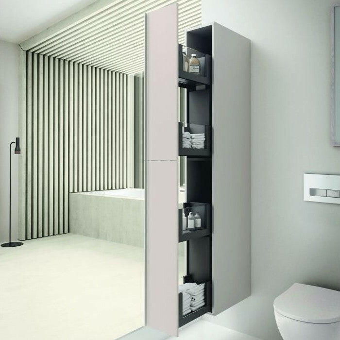 Geberit Acanto magas kiegészítő szekrény két kihúzható fiókkal, magasfényű fehér, 22x173x47,3 cm-4