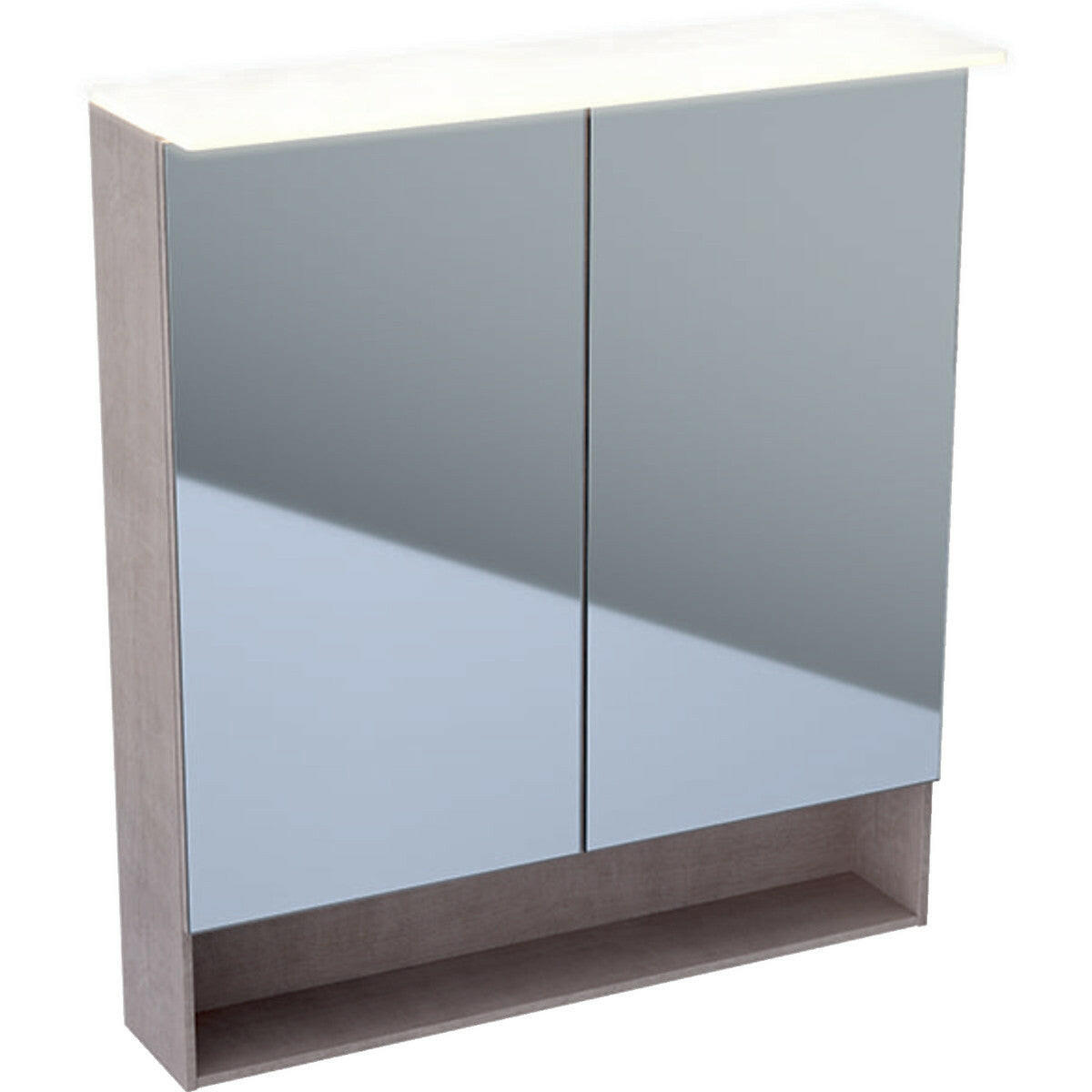 Geberit Acanto tükrös szekrény világítással, 75x83 cm, fakó tölgy faerezetes melamin-0