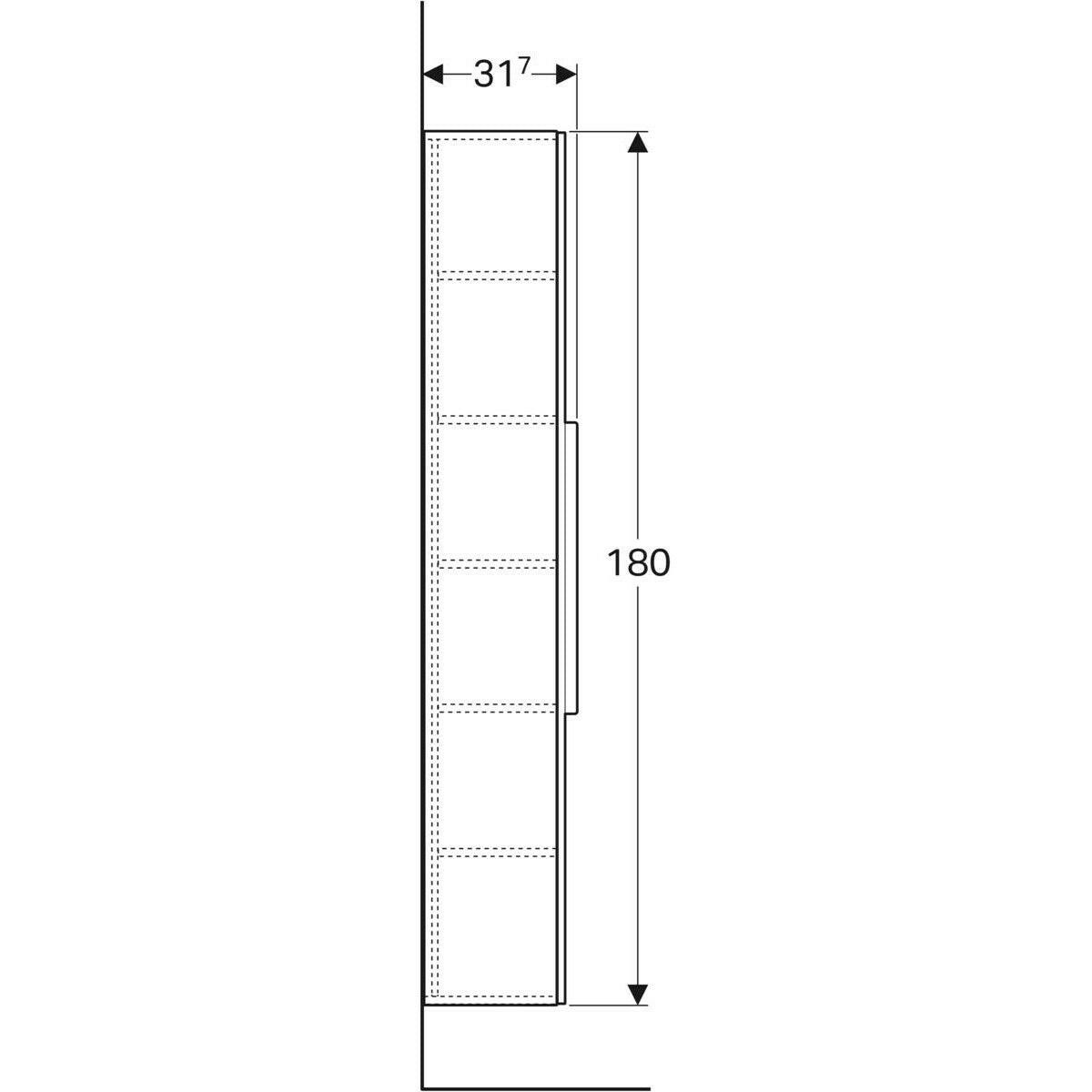 Geberit iCon álló szekrény, 1 ajtóval, fényes fehér, 36x180x31,7cm - kifutó, helyette: 502.316.01.1-3
