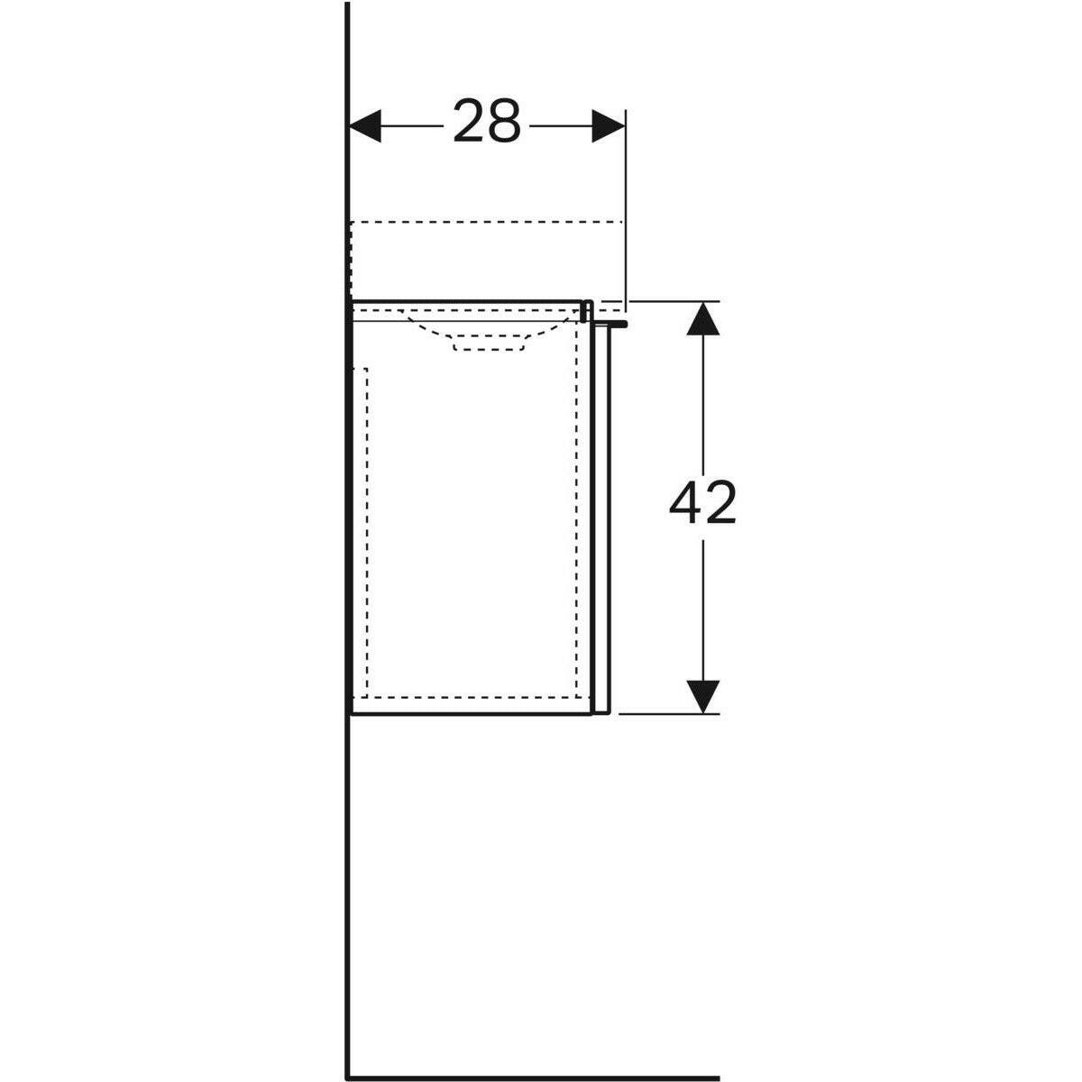 Geberit iCon alsó szekrény kézmosóhoz, 1 jobbra nyíló ajtó, 37x42x28cm, melaminos faszer. - kifutó-4