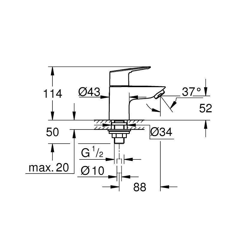 Grohe BauLoop mosdócsaptelep hidegvizes XS (20422001)