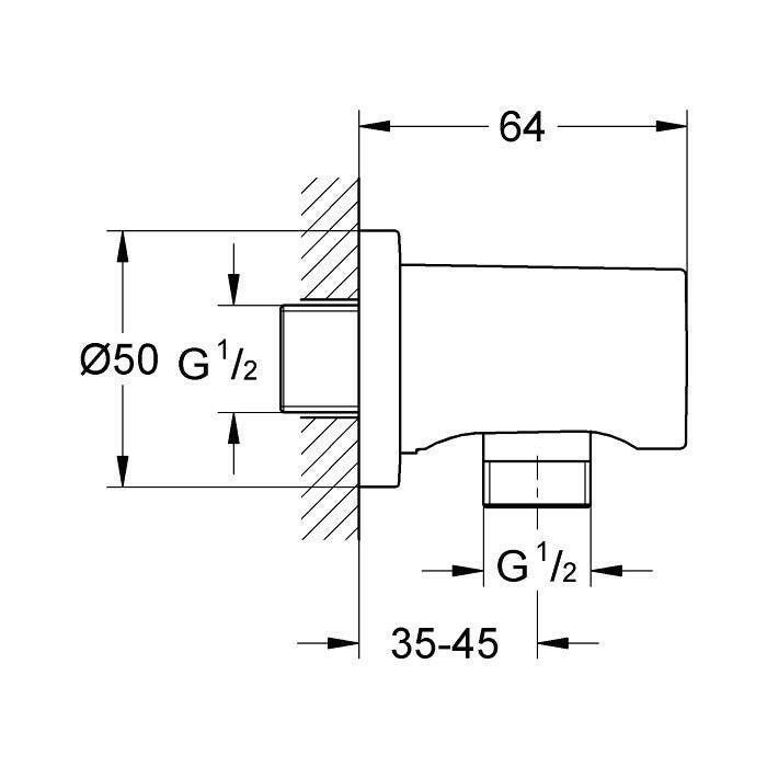 Grohe Rainshower fali csatlakozó könyök, 1/2″, szín: phantom black (22118KF0)