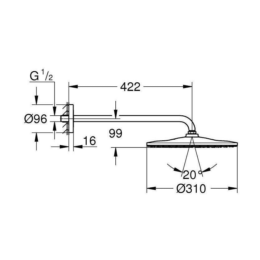 Grohe Rainshower Mono 310 fejzuhany szett, 1 féle vízsugárral, szín: phantom black (22121KF0)