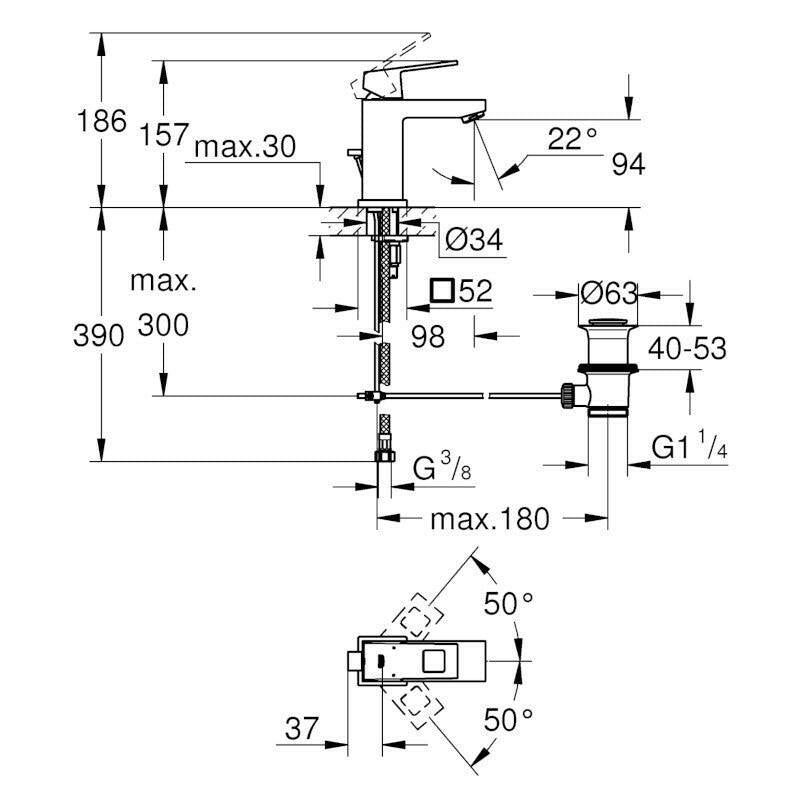 Grohe Eurocube mosdó csaptelep - kifutó