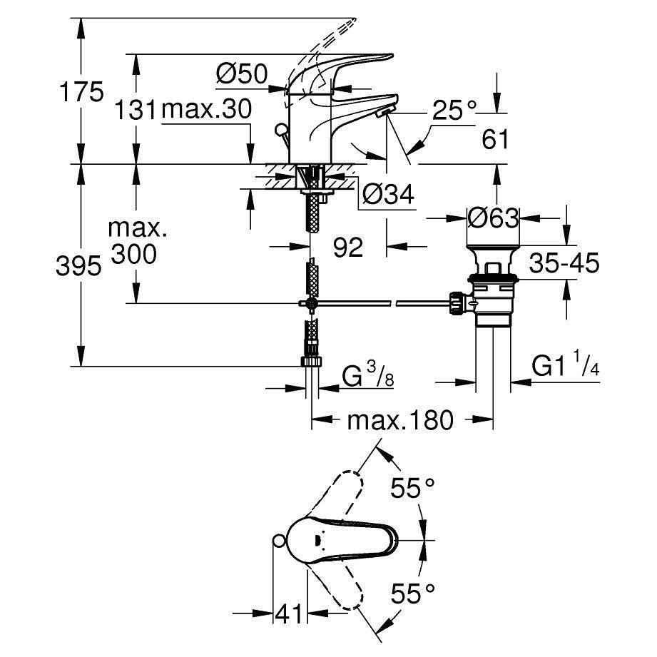 Grohe Euroeco mosdó csaptelep (23262000) - kifutó