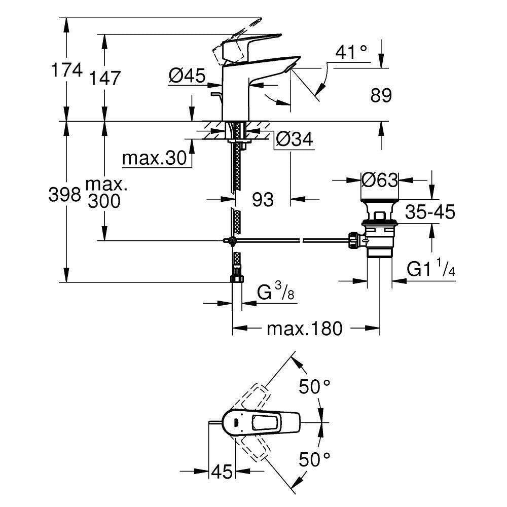 Grohe BauLoop mosdócsaptelep S (23335001)