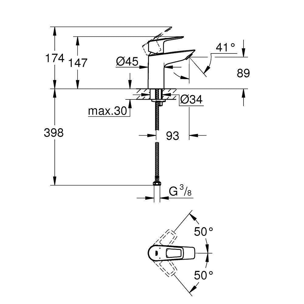 Grohe BauLoop mosdócsaptelep leeresztő nélkül S (23337001)