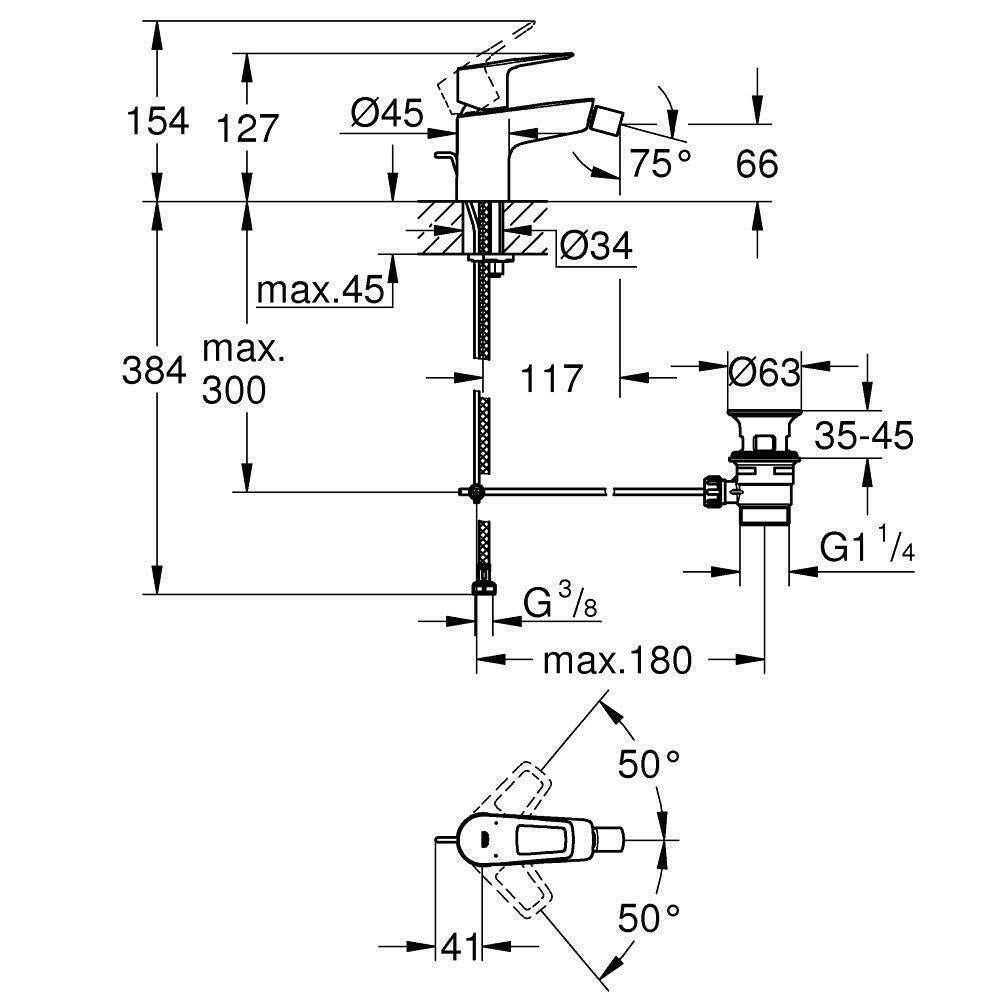 Grohe BauLoop bidécsaptelep (23338001)