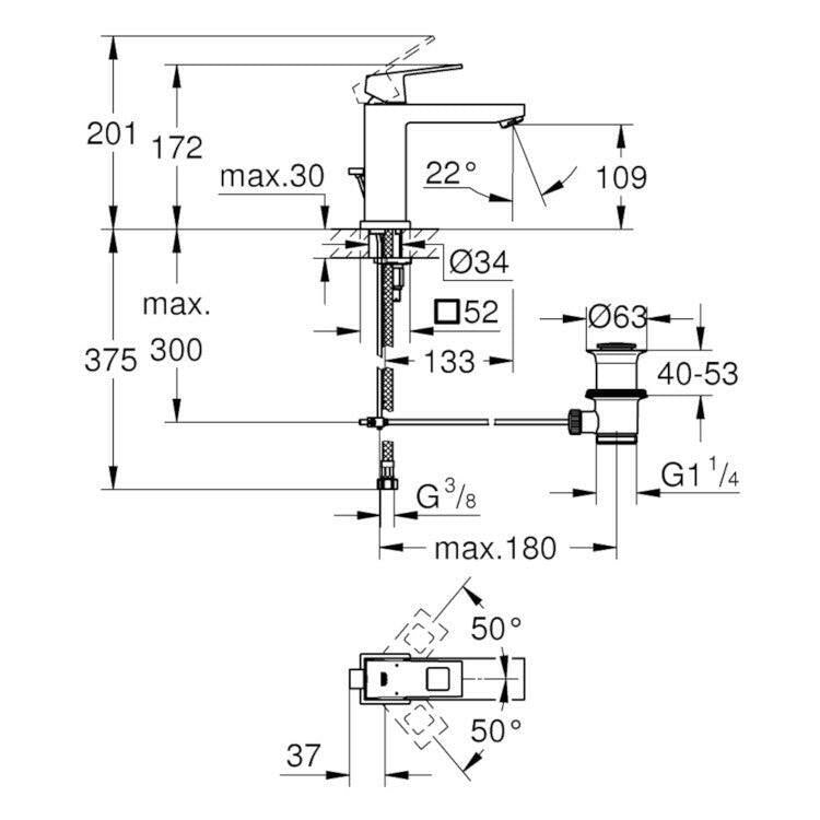 Grohe Eurocube mosdócsaptelep M