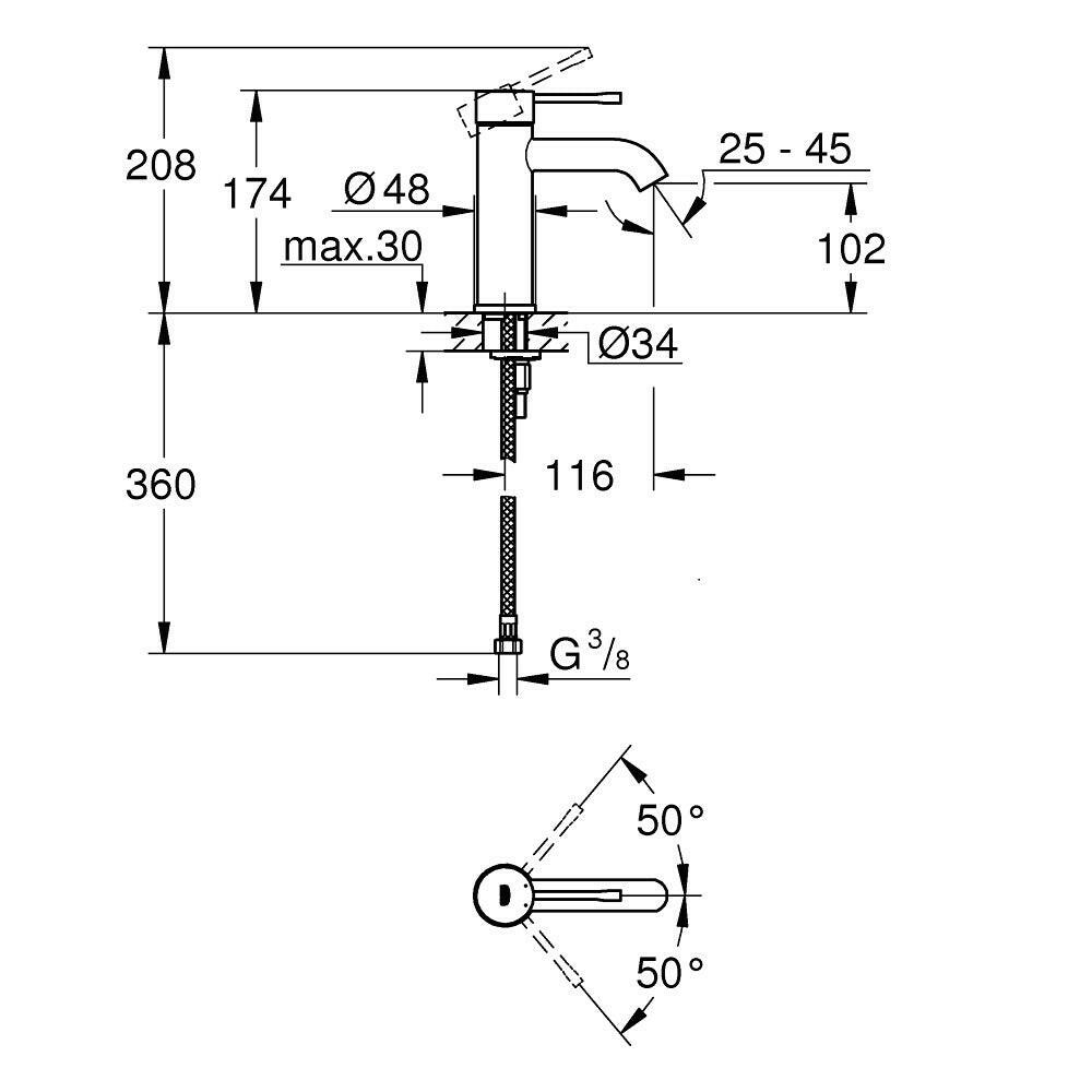 Grohe Essence Egykaros mosdócsaptelep 1/2" S - es méret (23590AL1)