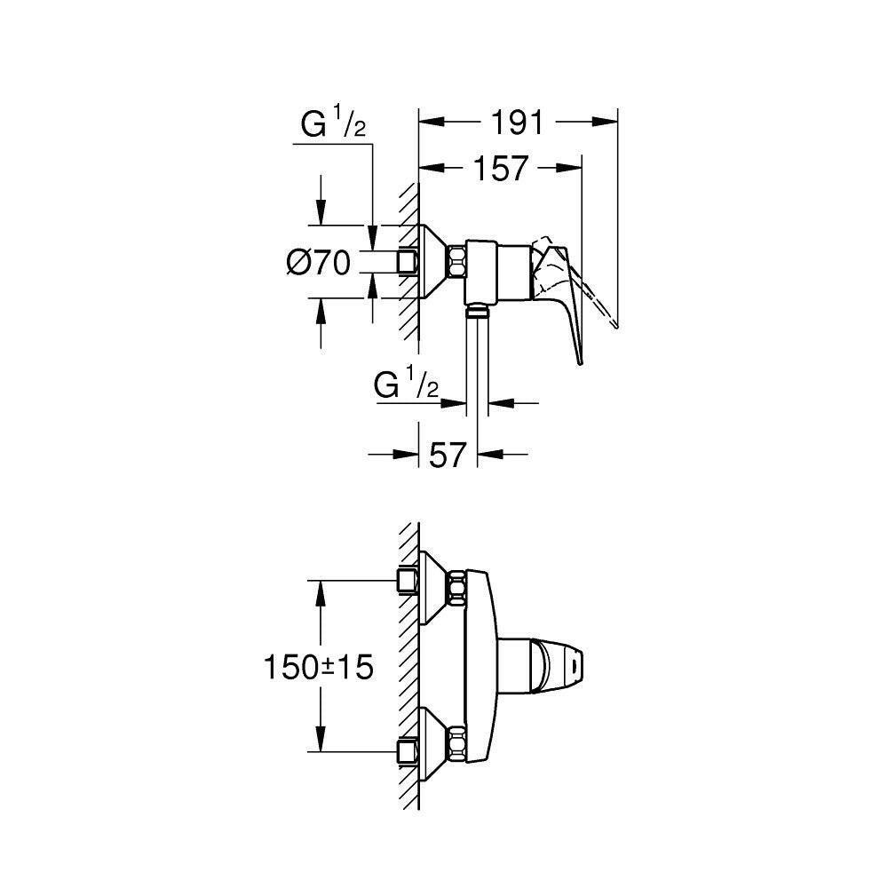 Grohe BauFlow zuhanycsaptelep