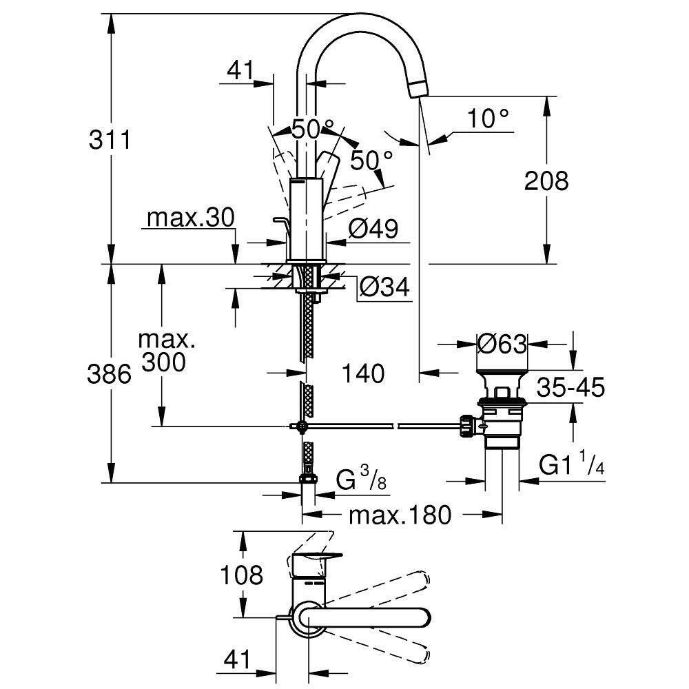 Grohe Bauedge mosdócsaptelep L (23760001)