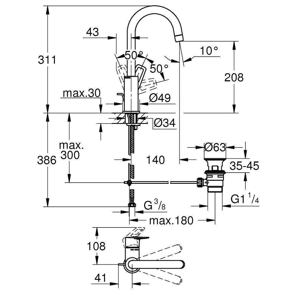 Grohe Bauloop mosdócsaptelep L - es méret (23763001)