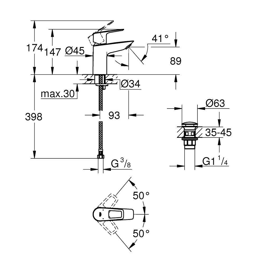 Grohe Bauloop mosdócsap, "Klikk" S (23878001)-4