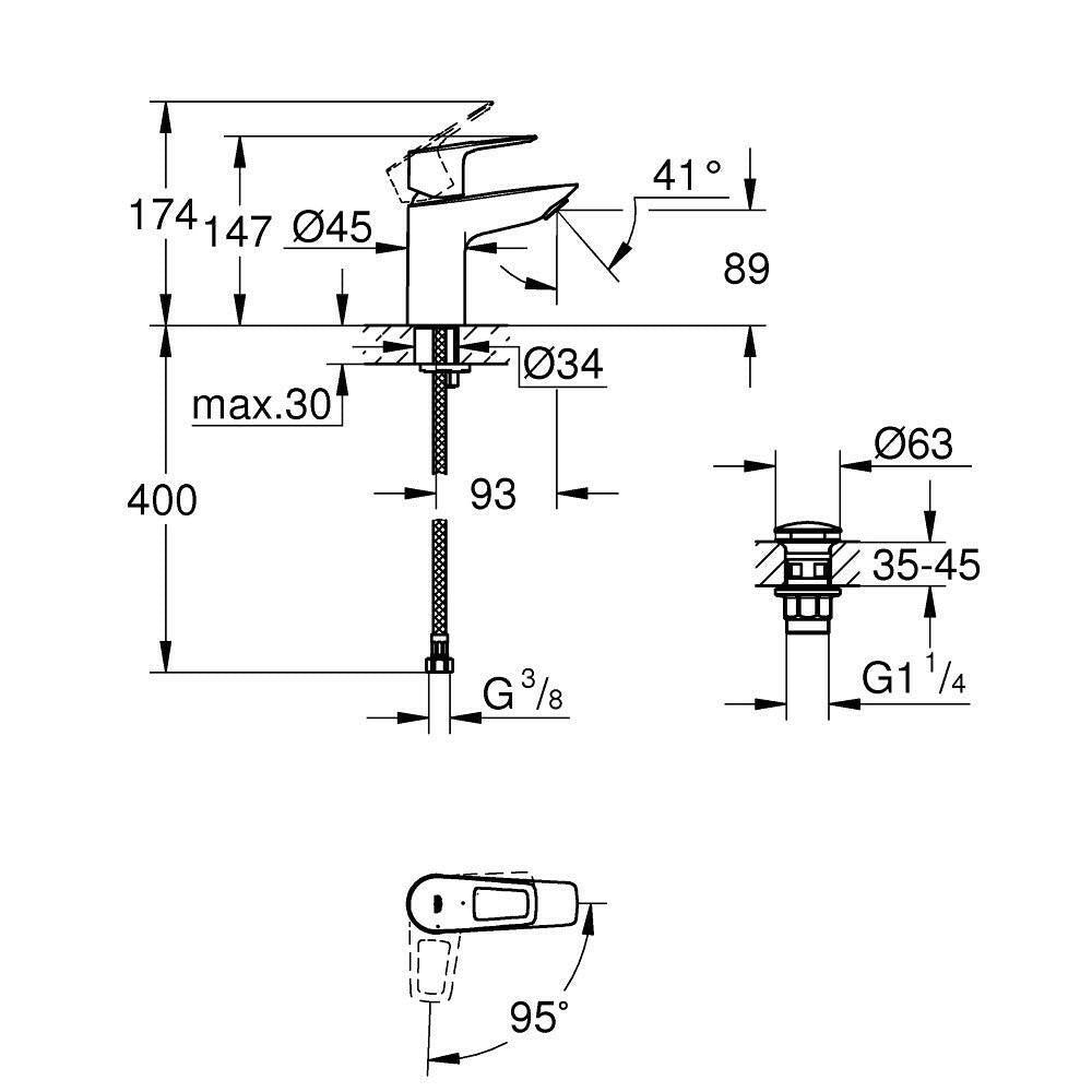 Grohe BauLoop mosdócsap, "Klikk" S (23883001)