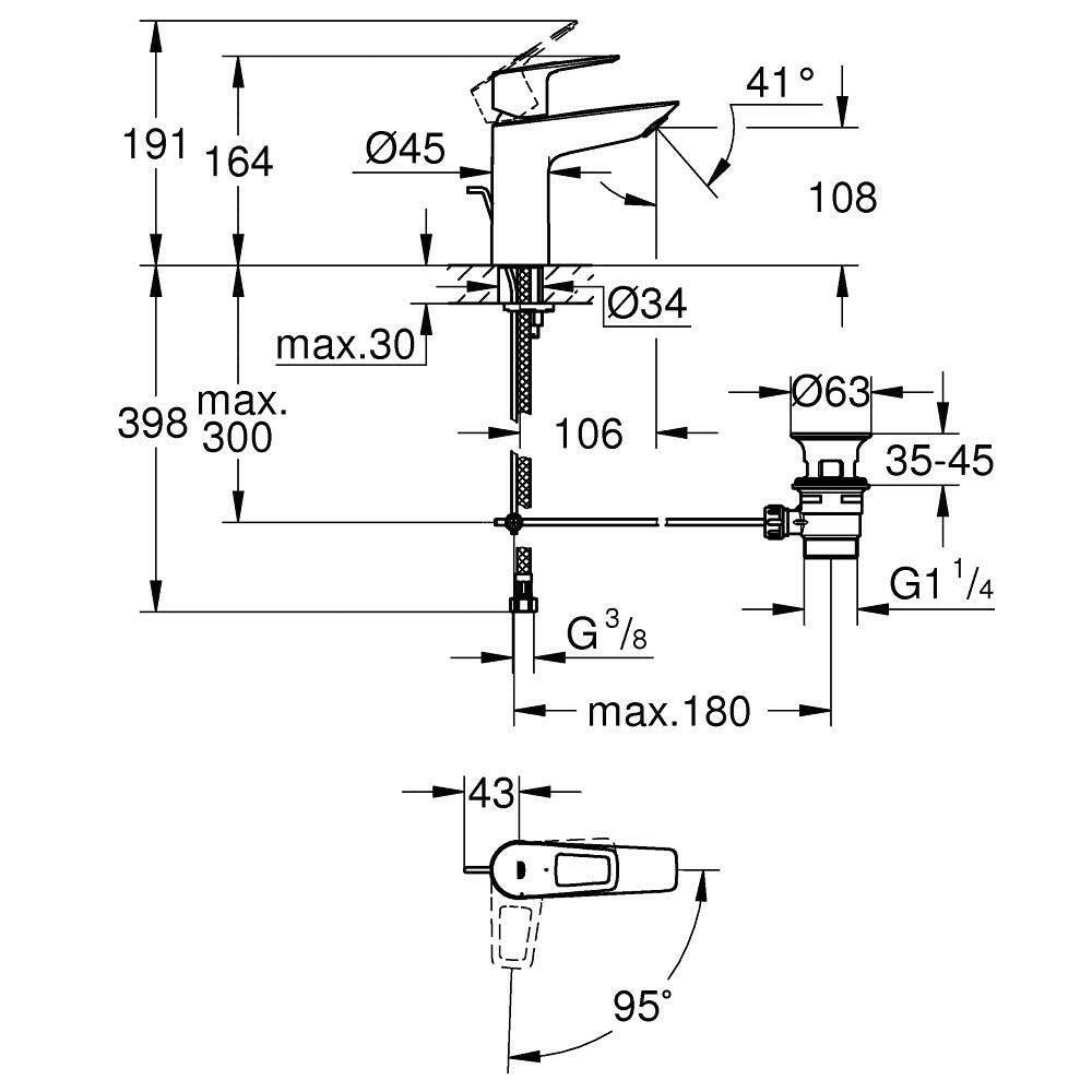 Grohe BauLoop mosdócsap, M (23887001)