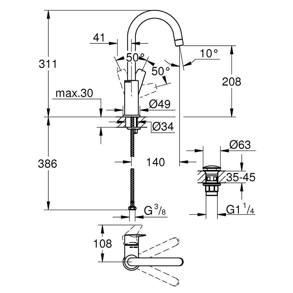 Grohe Bauedge mosdócsaptelep "Klikk" L (23911001)