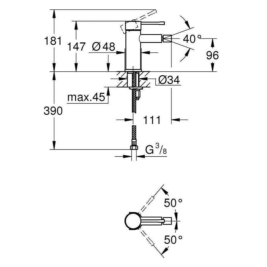 Grohe Essence bidé csaptelep, szín: phantom black (24395KF1)