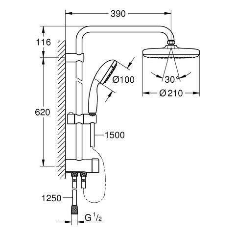 GROHE Tempesta Cosmopolitan zuhanyrendszer 210 mm fejzuhannyal