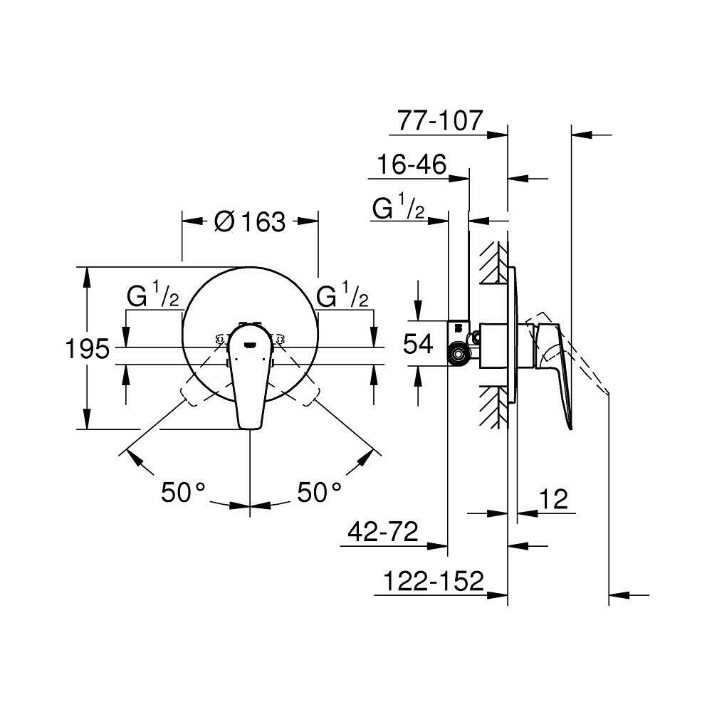 Grohe Bauedge zuhanycsap falba építhető (29078001)-4