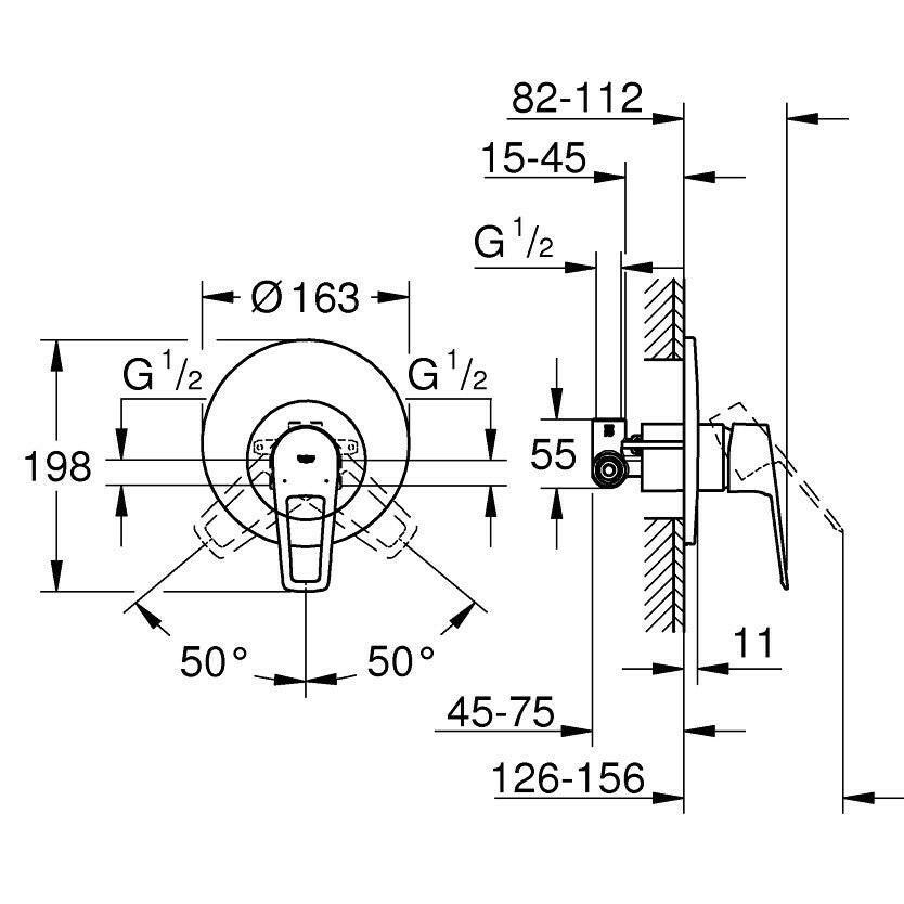 Grohe BauLoop zuhanycsap falba építhető (29080001)
