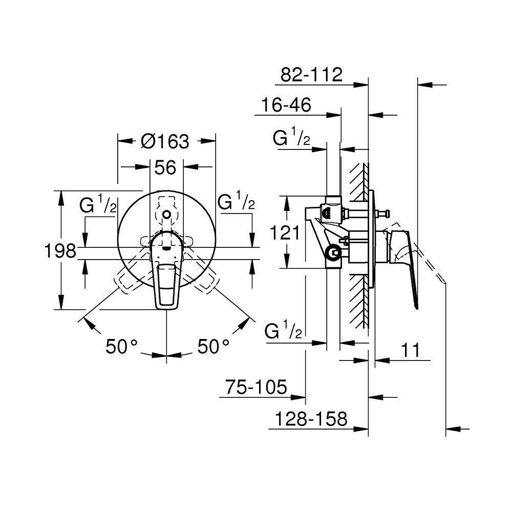 Grohe BauLoop kádcsap falba építhető (29081001)-4