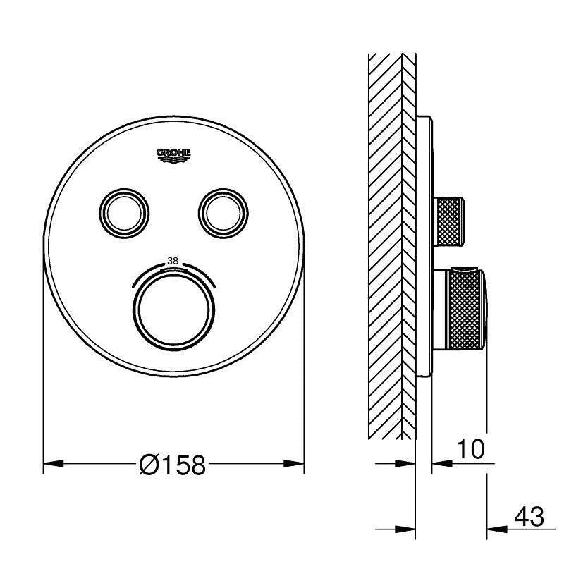 Grohe Grohtherm SmartControl termosztátos keverő, 2 - utas váltóval, szín: phantom black (29507KF0)