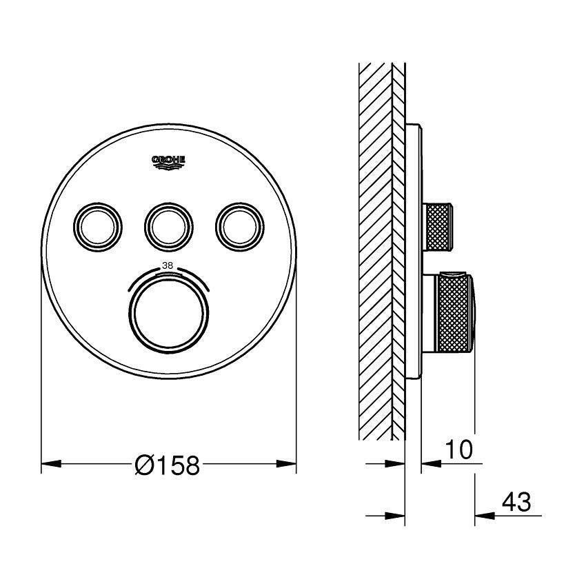 Grohe Grohtherm SmartControl termosztátos keverő, 3 - utas váltóval, szín: phantom black (29508KF0)