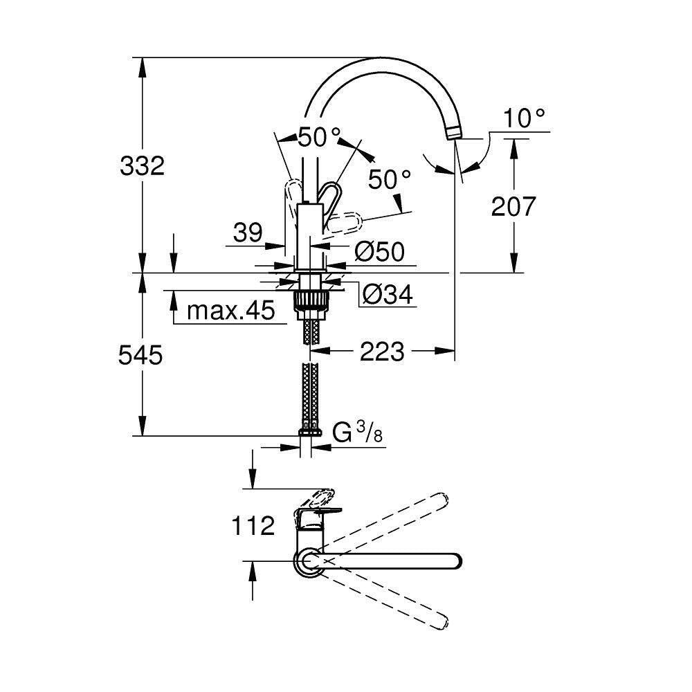 Grohe BauFlow mosogatócsap, magas kifolyó (31538001)