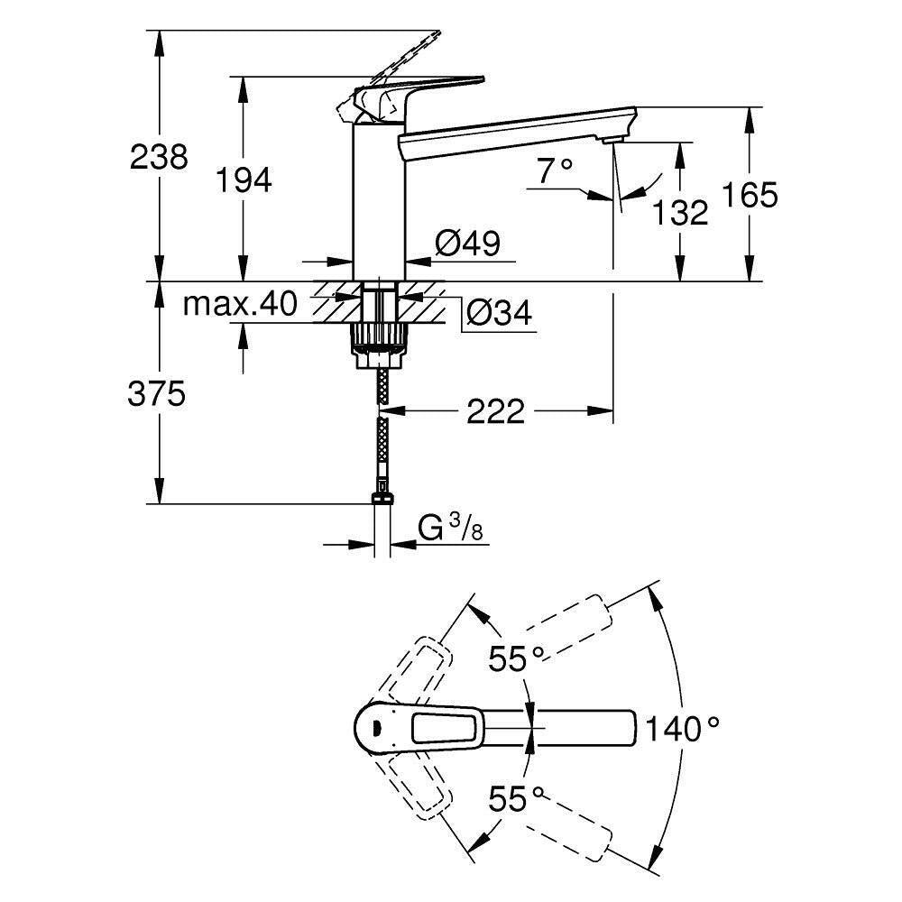 Grohe BauLoop egykaros mosogatócsap